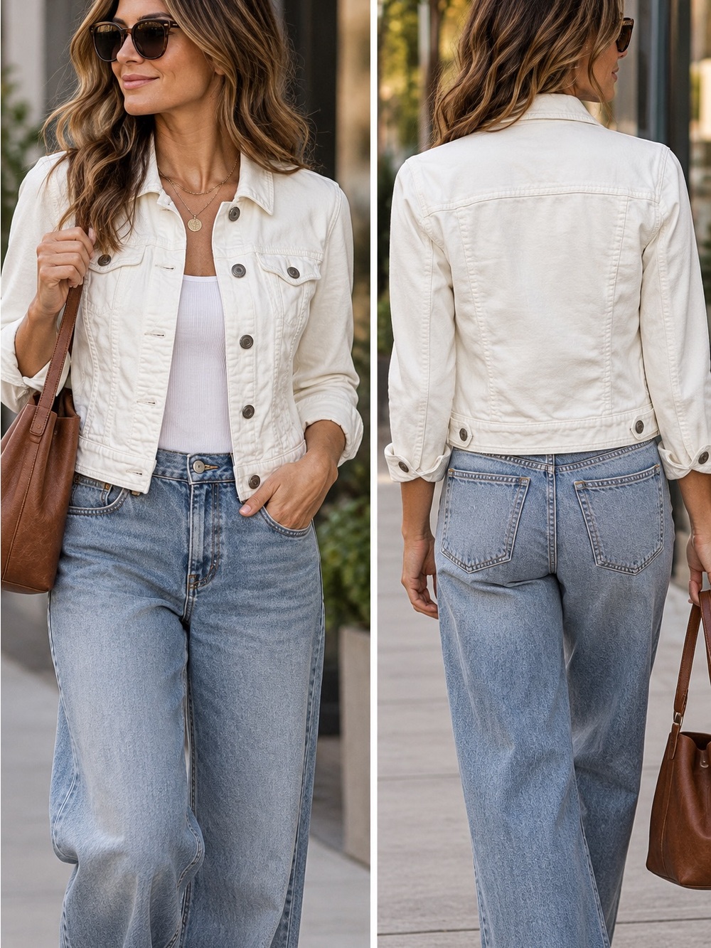 American Eagle white cotton denim, jean jacket size medium - Picture 2 of 9